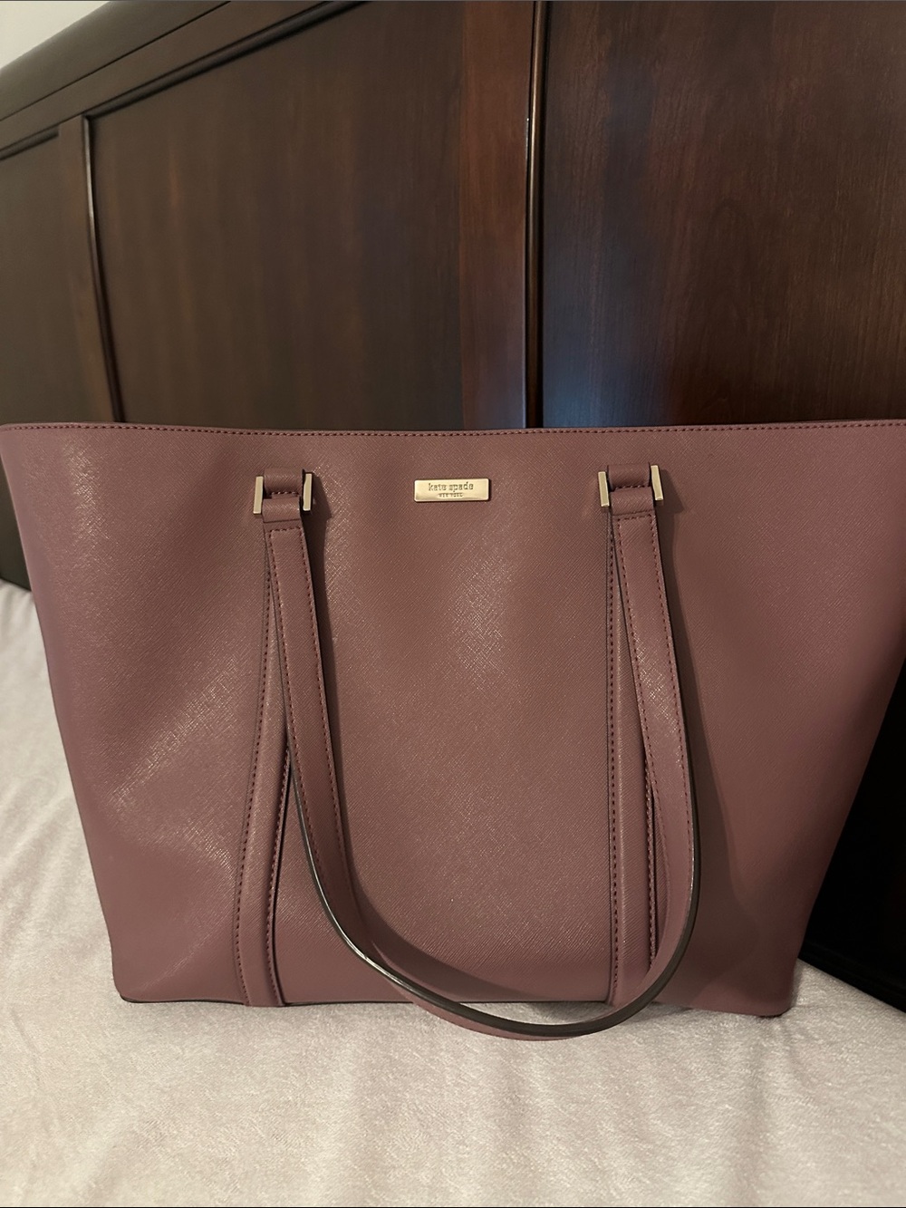 Kate Spade Dusty Rose Newbury Lane Tote Bag with Dual Straps Plum Mauve